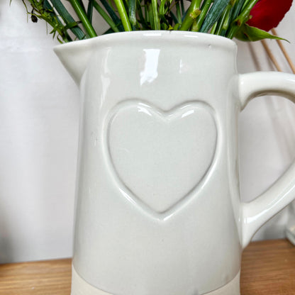 Two Tone Embossed Heart Jug Vase