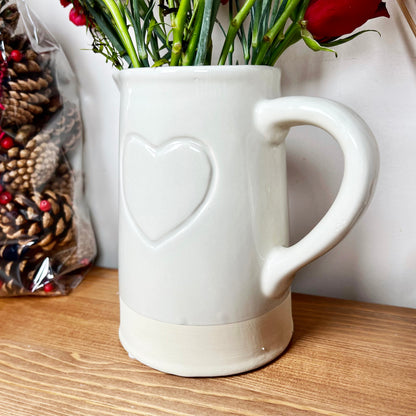 Two Tone Embossed Heart Jug Vase