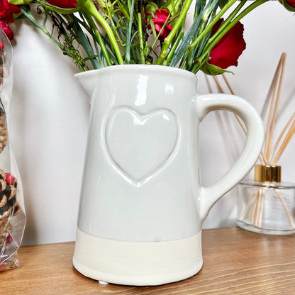 Two Tone Embossed Heart Jug Vase