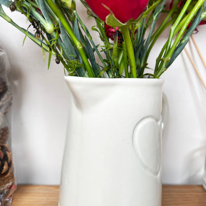 Two Tone Embossed Heart Jug Vase