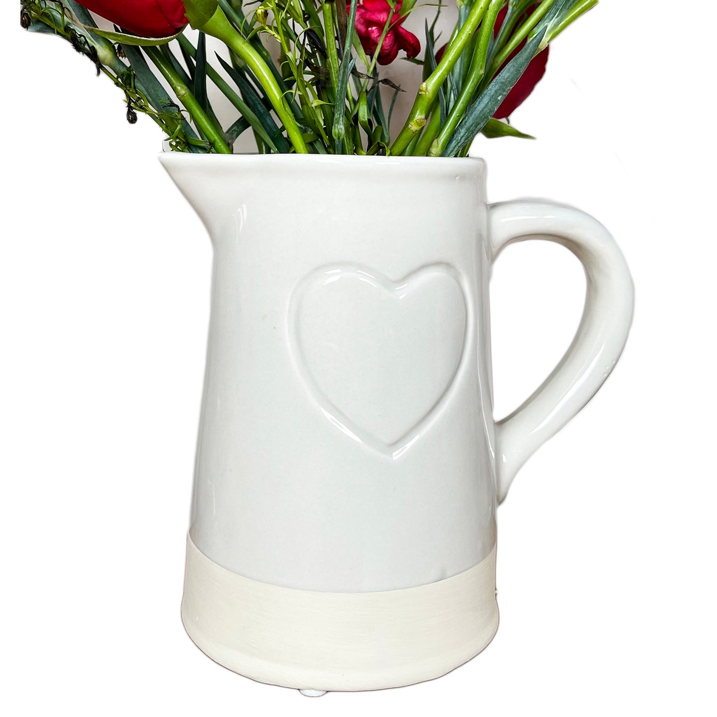 Two Tone Embossed Heart Jug Vase