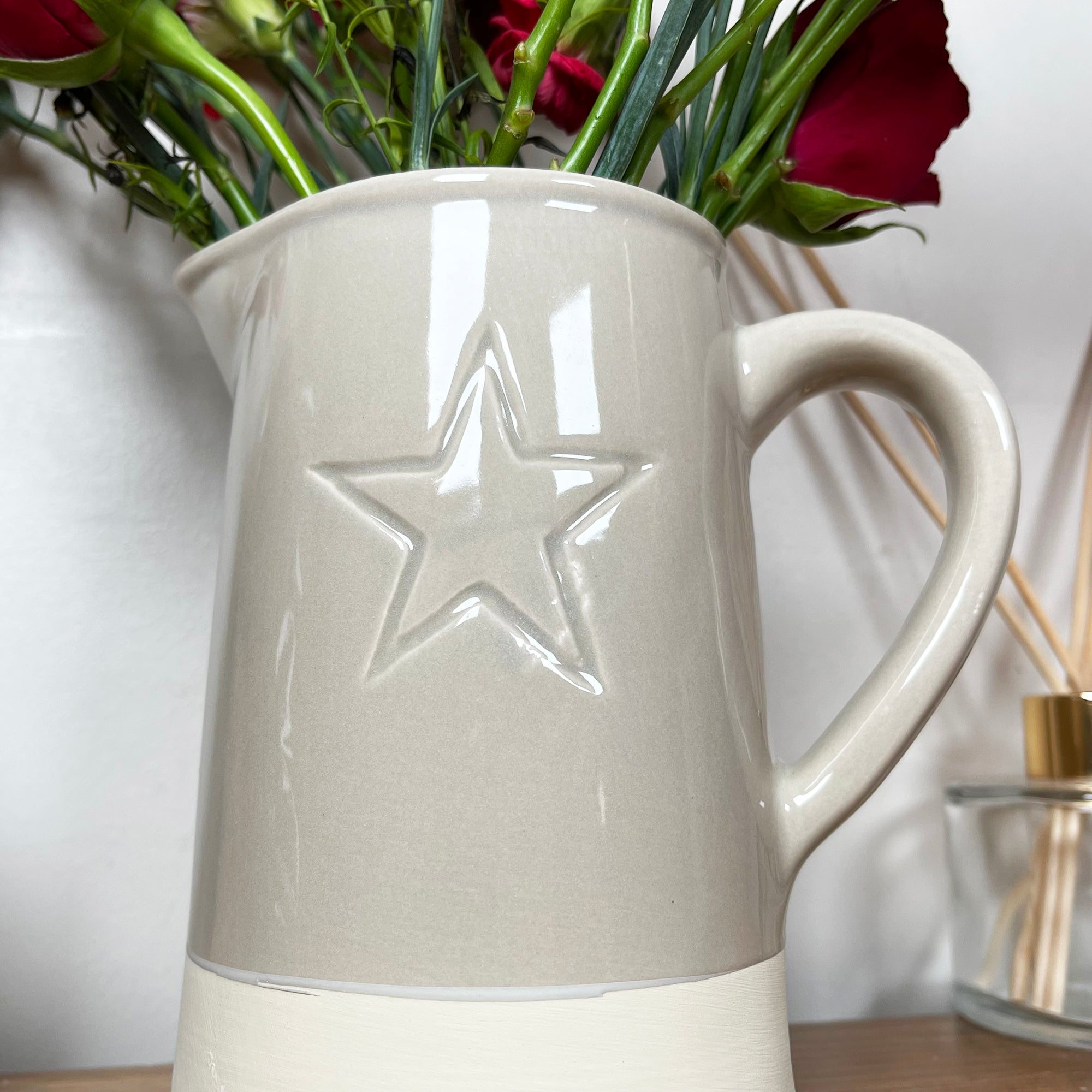 Two Tone Embossed Star Jug Vase