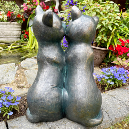 Resin Preening Cats Garden Sculpture