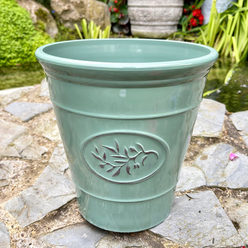 Glossy Green Round Planter