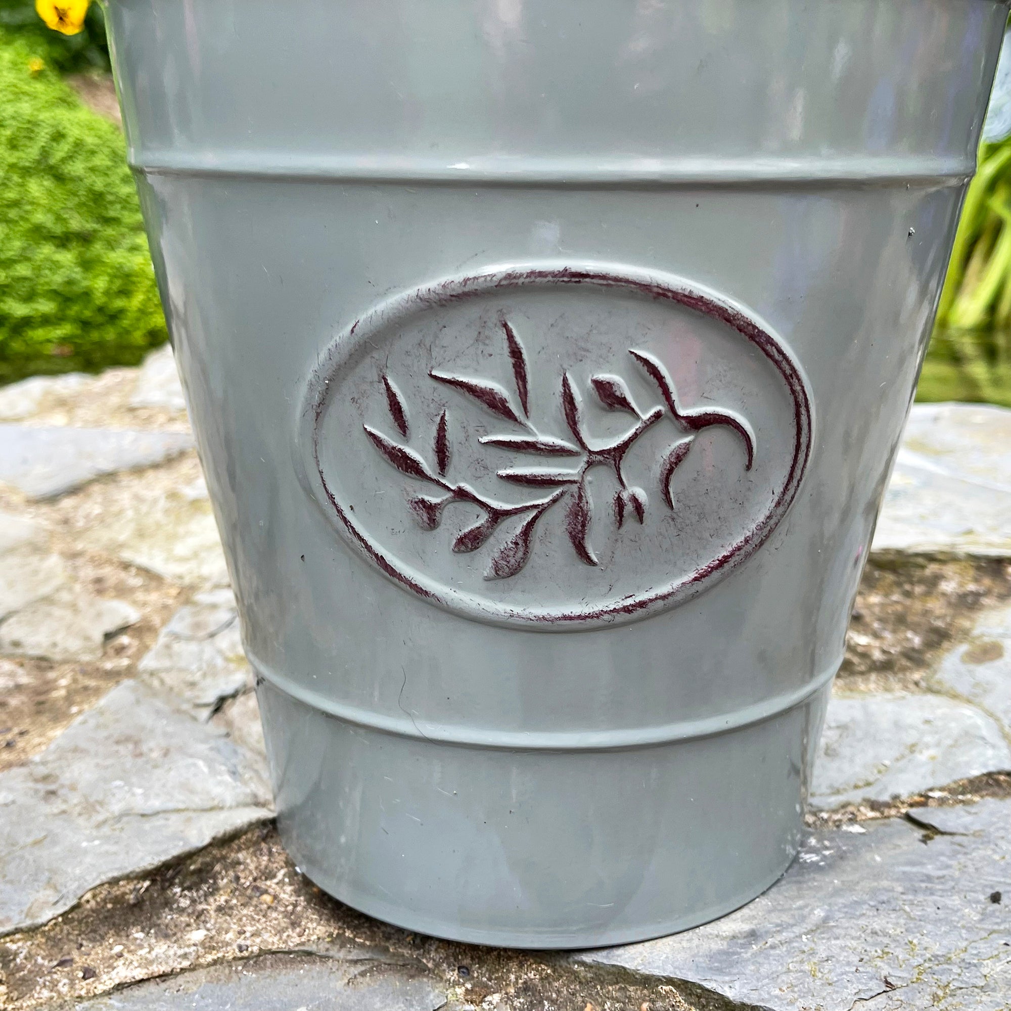 Glossy Grey Round Planter