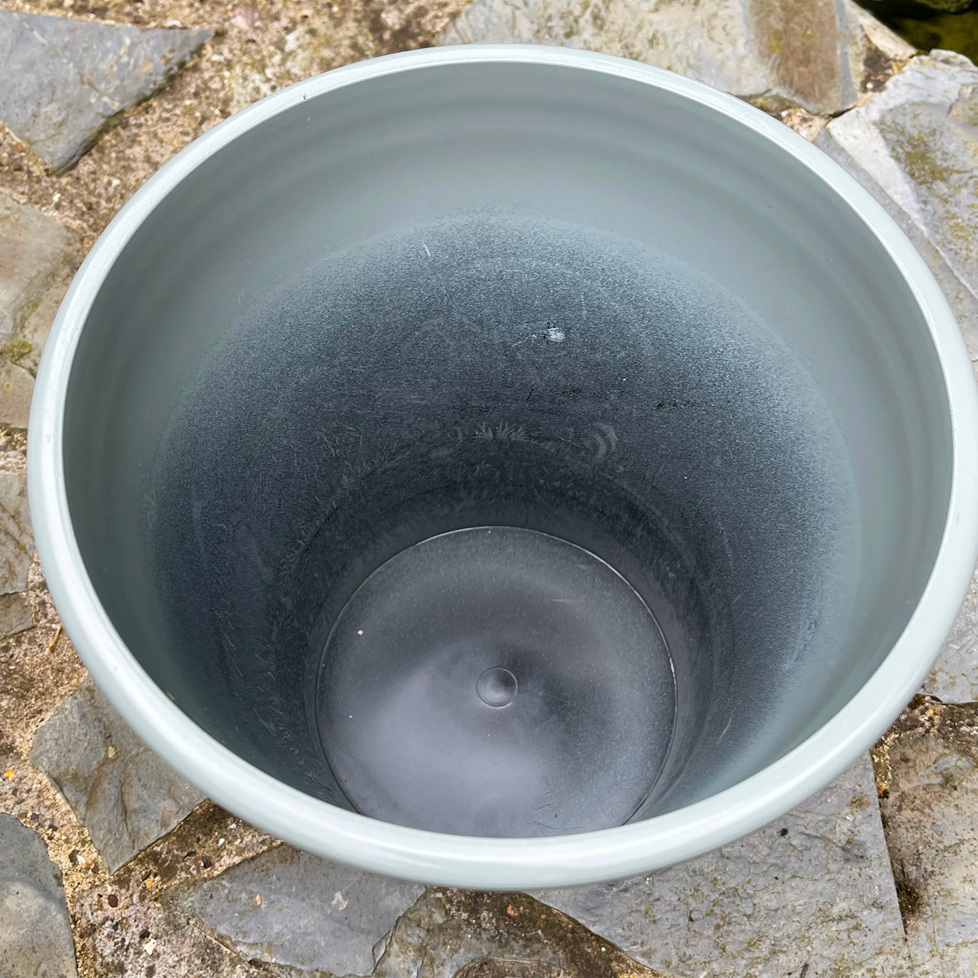 Glossy Grey Round Planter