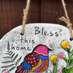 Bless This Home Cement Hanging Plaque