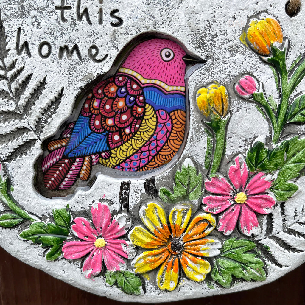 Bless This Home Cement Hanging Plaque