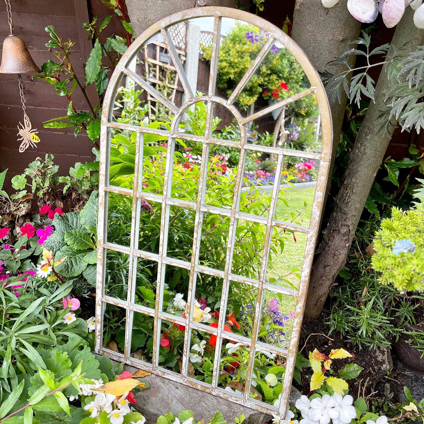 Metal Arch Garden Wall Mirror