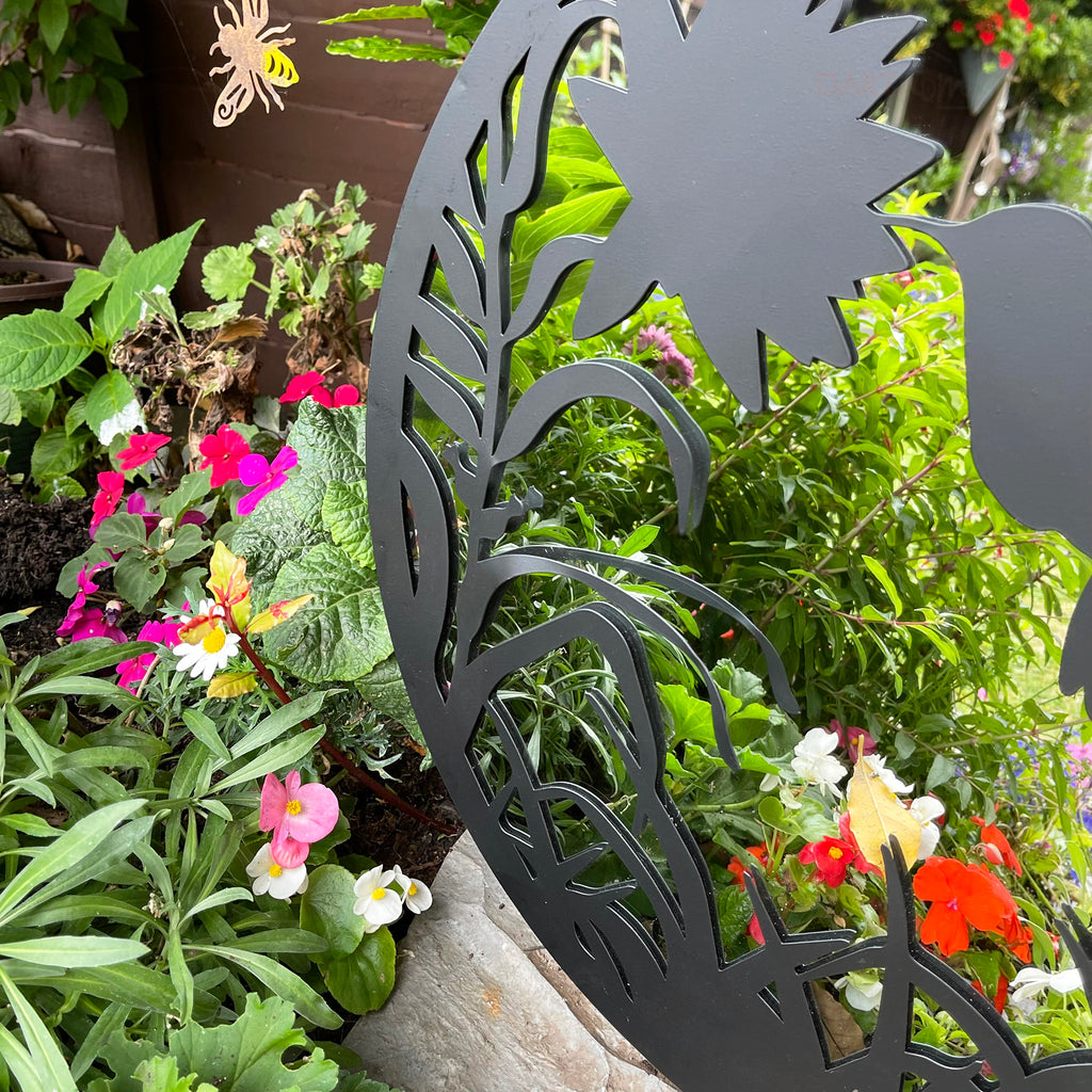 Black Silhouette Hummingbird Garden Mirror