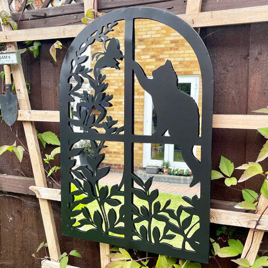 Cat In Window Silhoeutte Garden Mirror