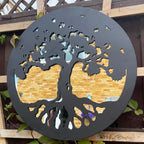 Black Tree Of Life Garden Silhouette Mirror
