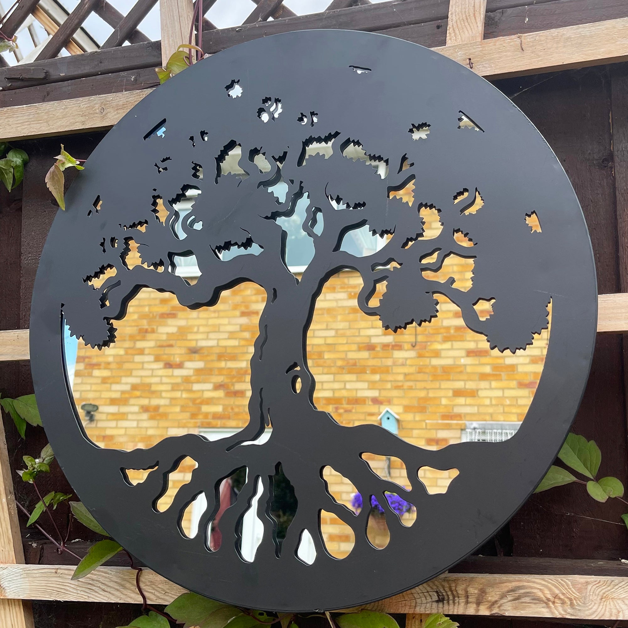 Black Tree Of Life Garden Silhouette Mirror