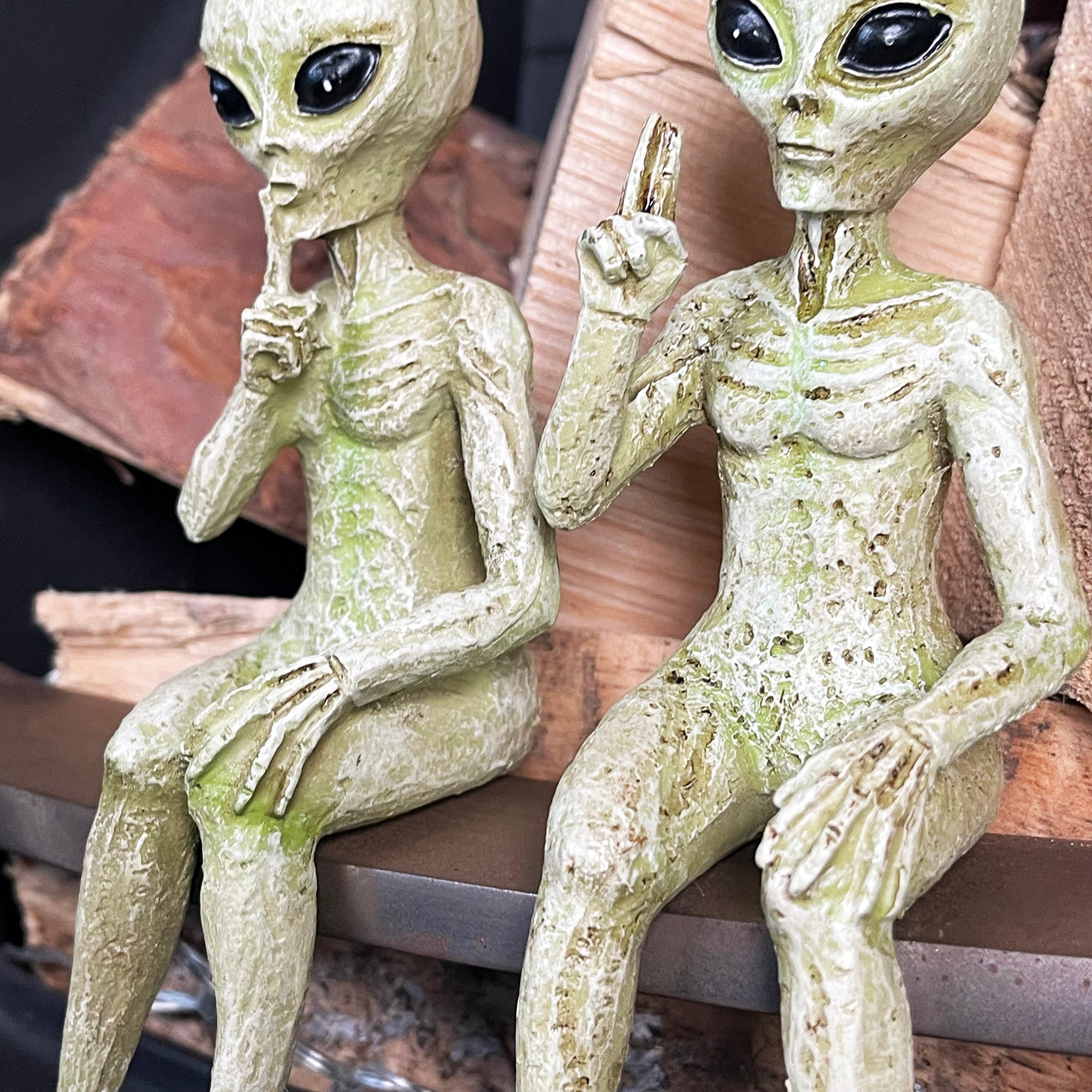 Set Of 2 Alien Shelf Sitter Decorations
