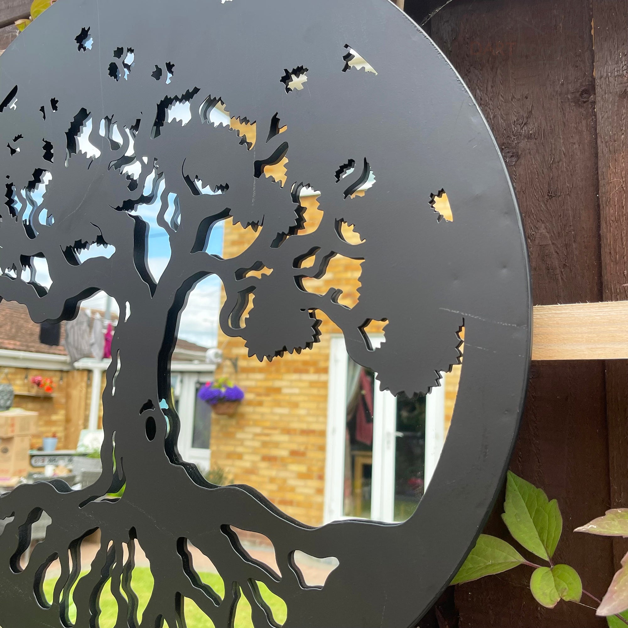 Black Tree Of Life Garden Silhouette Mirror