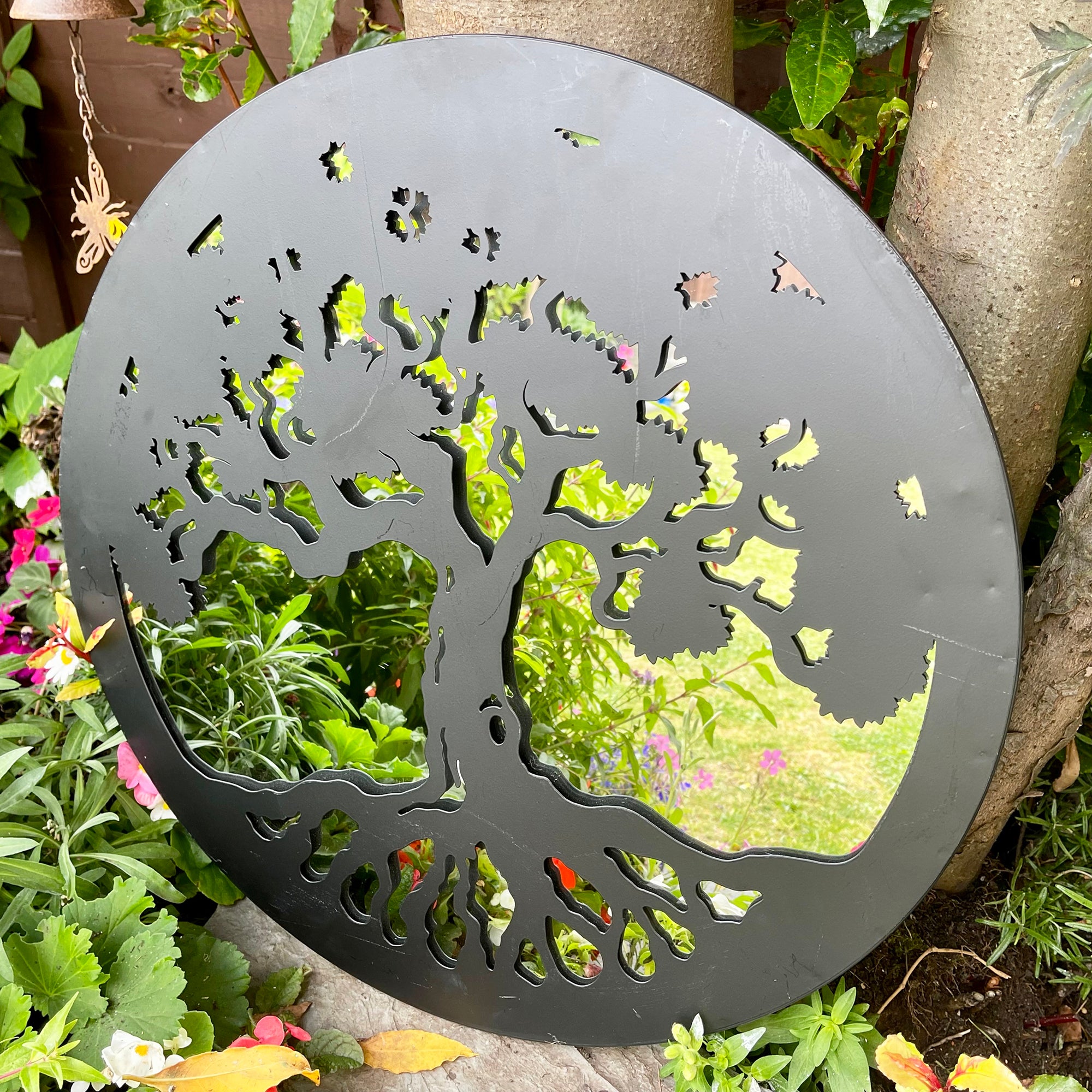 Black Tree Of Life Garden Silhouette Mirror