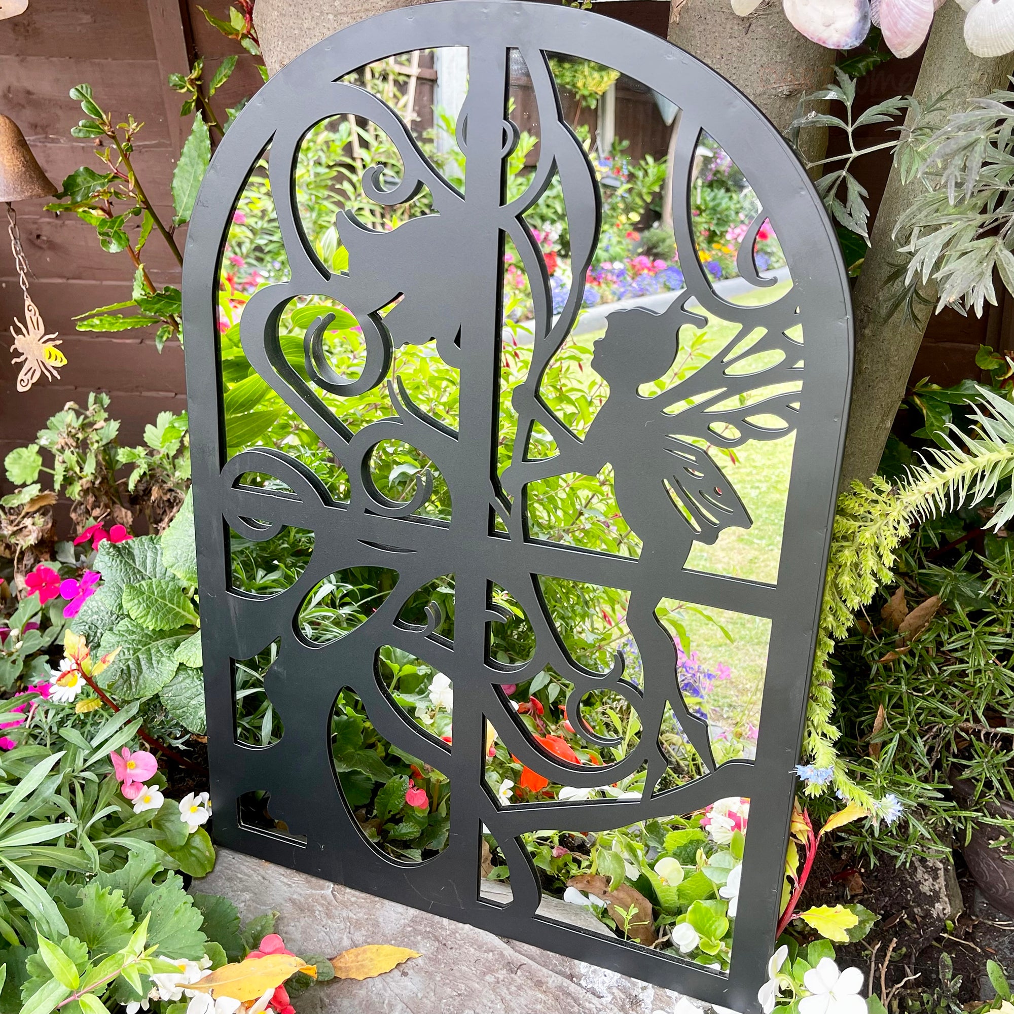 Fairy In Window Silhouette Garden Mirror