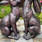 Bronze Garden Hare Ornaments Set Of 2