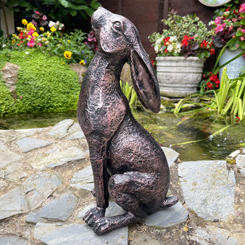 Bronze Garden Hare Ornaments Set Of 2