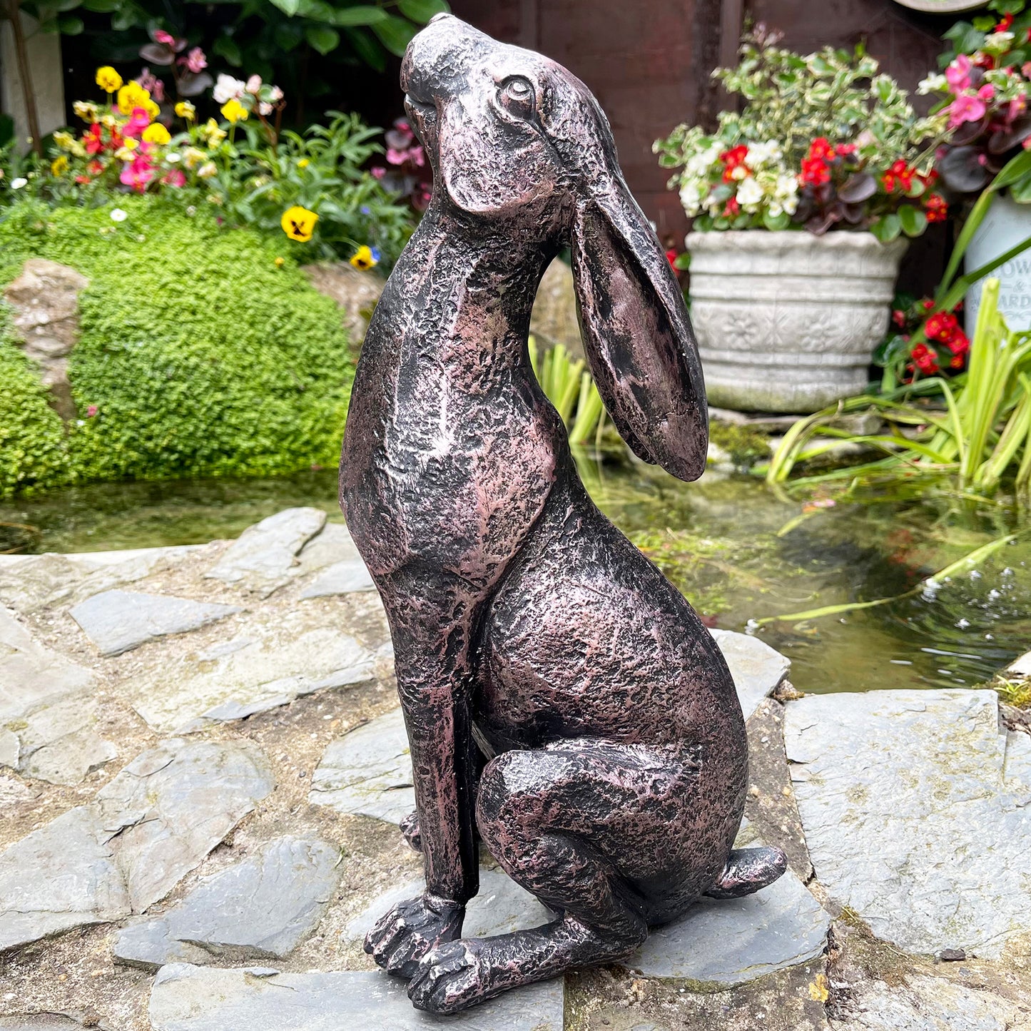 Bronze Garden Moongazing Hare Ornament