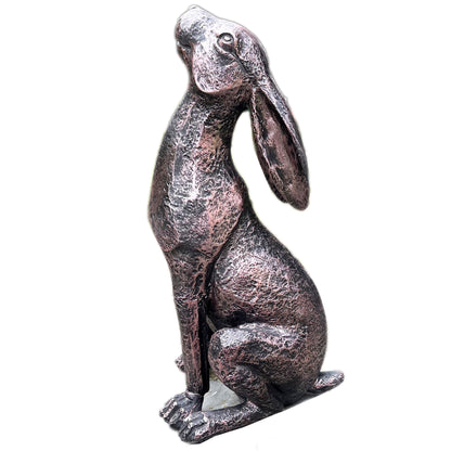 Bronzefarbener Garten-Hasen-Ornament mit Mondblick