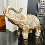 Set Of 2 Gold Indian Elephant Ornaments