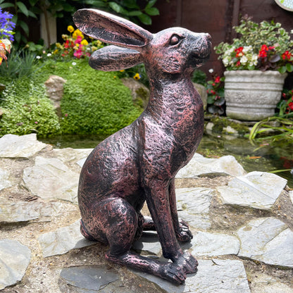 Bronze Garden Hare Ornaments Set Of 2