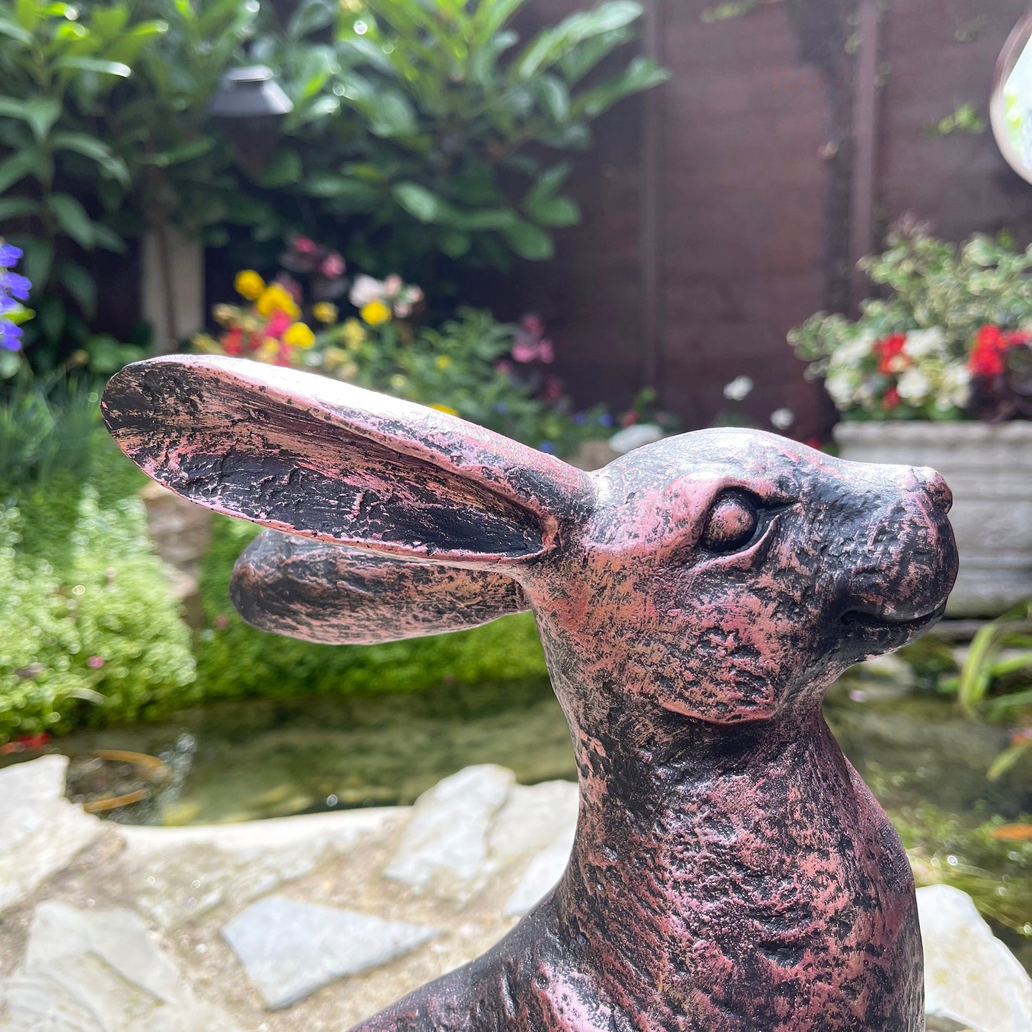 Bronze Garden Alert Hare Ornament