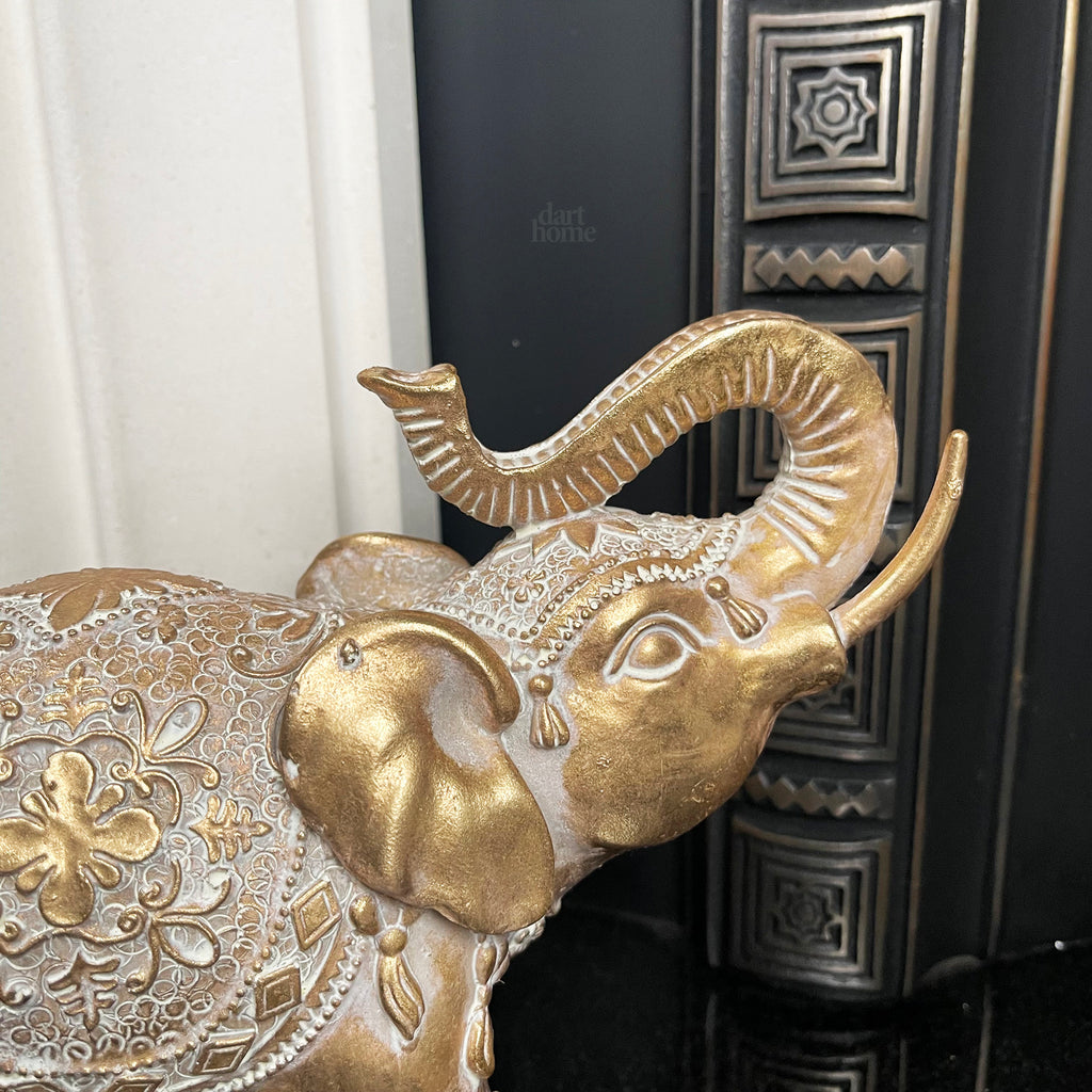 Set Of 2 Gold Indian Elephant Ornaments