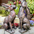 Bronze Garden Hare Ornaments Set Of 2