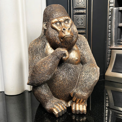 Sitting Gold Gorilla Statue