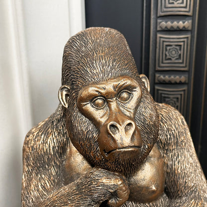 Sitting Gold Gorilla Statue