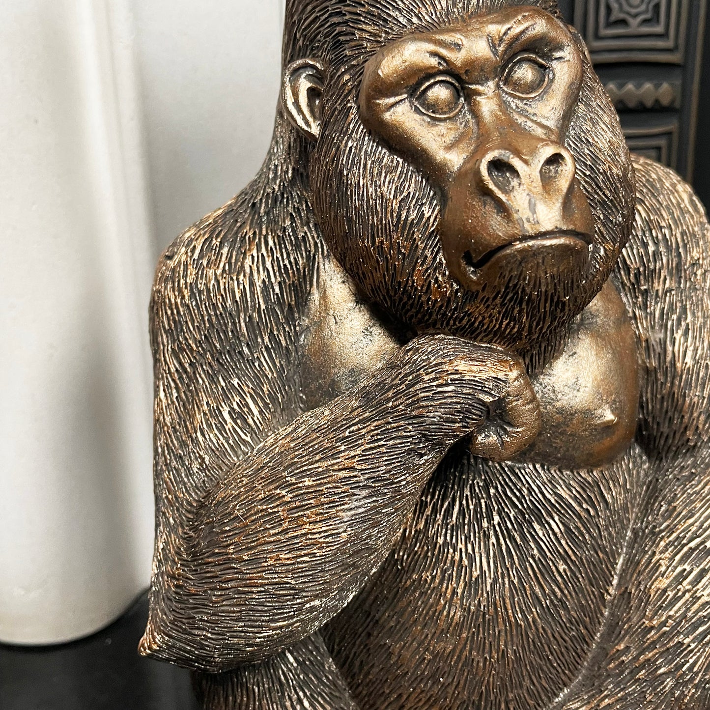 Sitting Gold Gorilla Statue