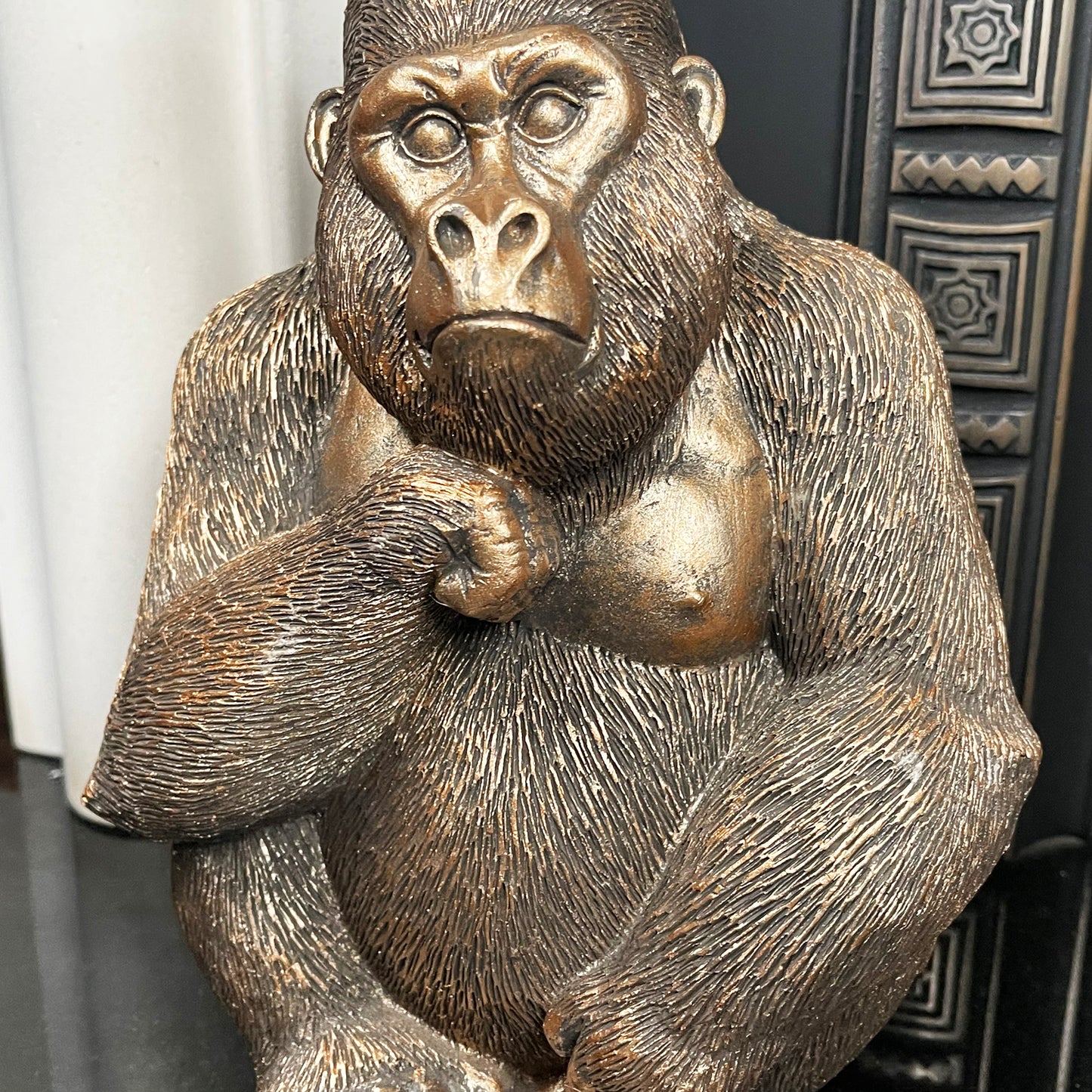 Sitting Gold Gorilla Statue