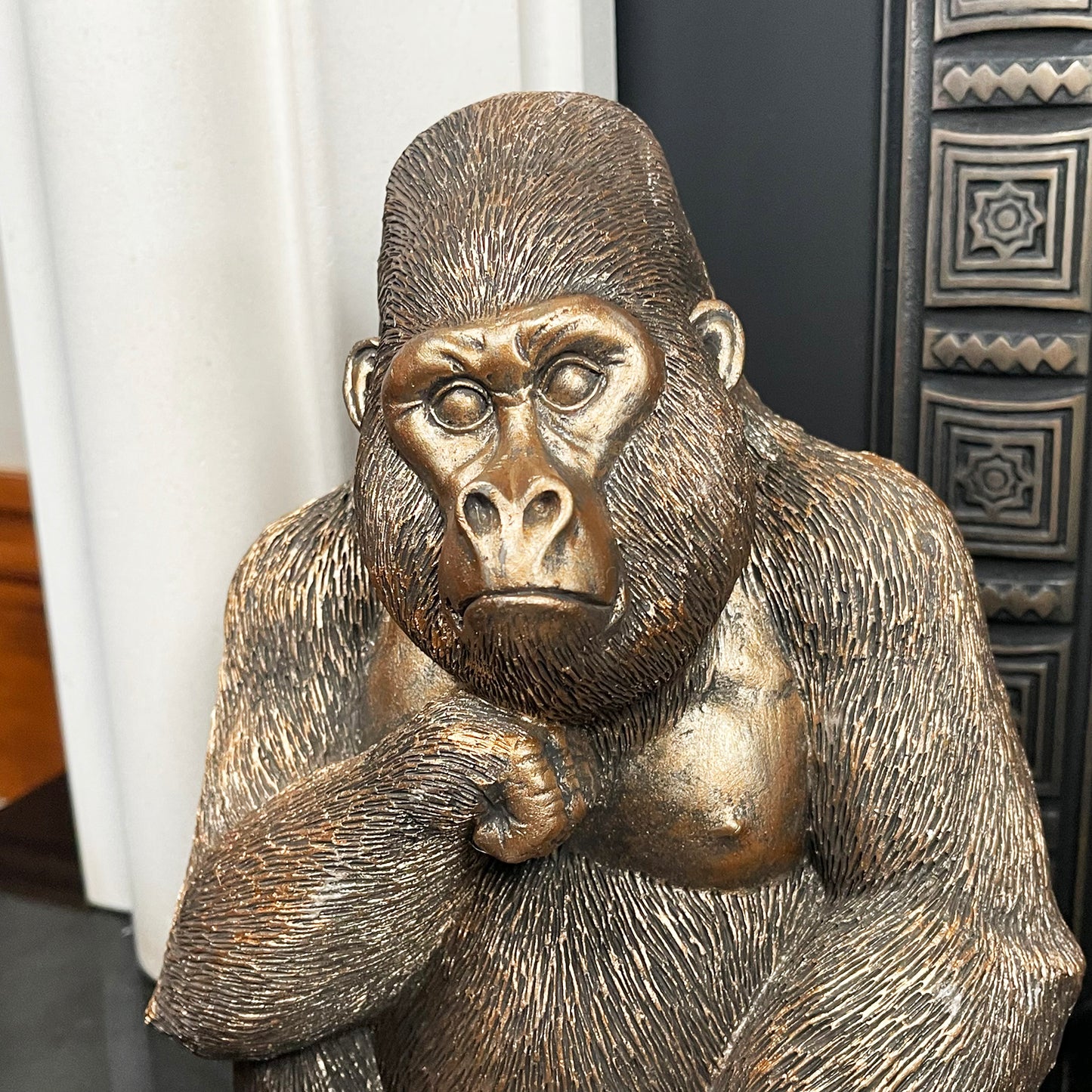 Sitting Gold Gorilla Statue