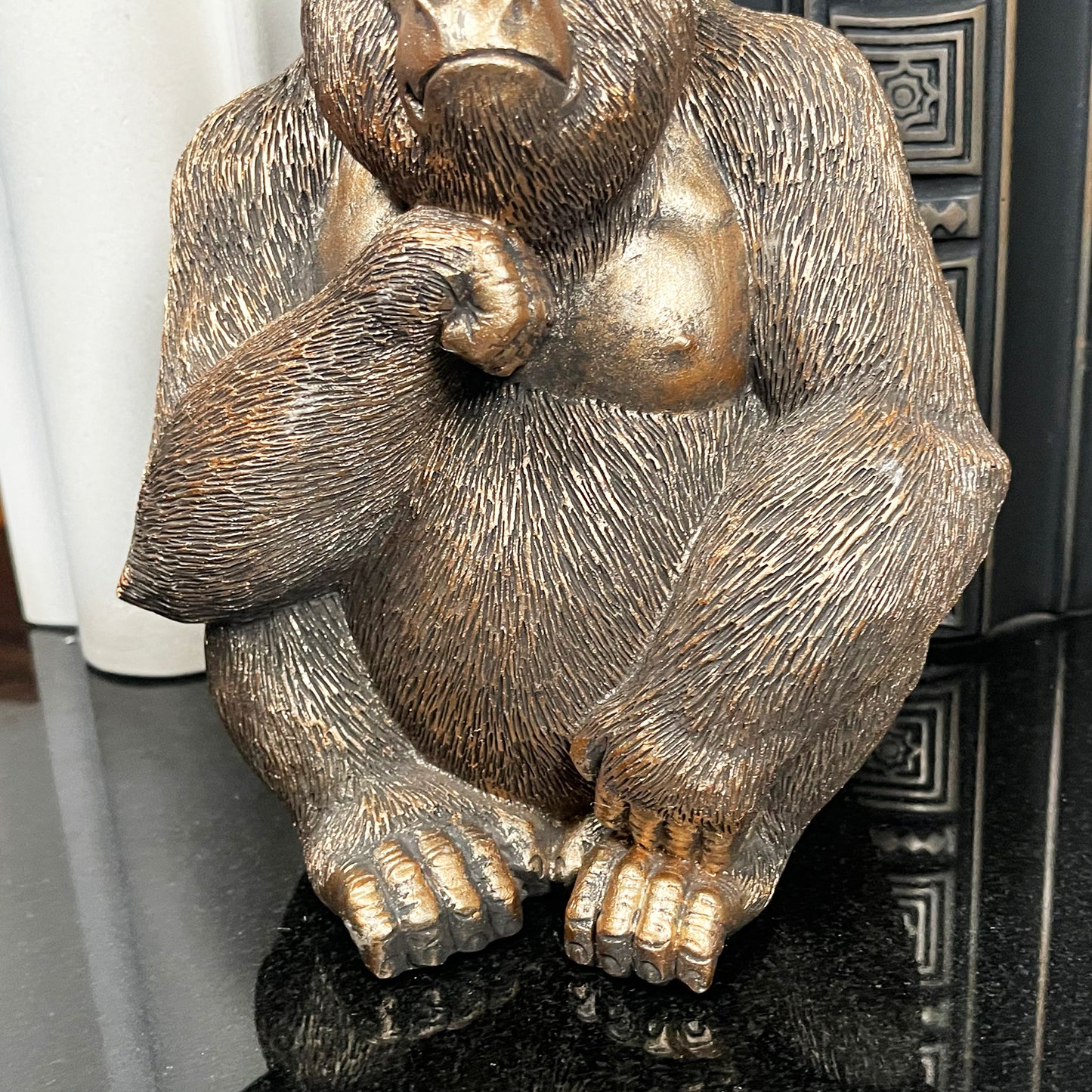 Sitting Gold Gorilla Statue