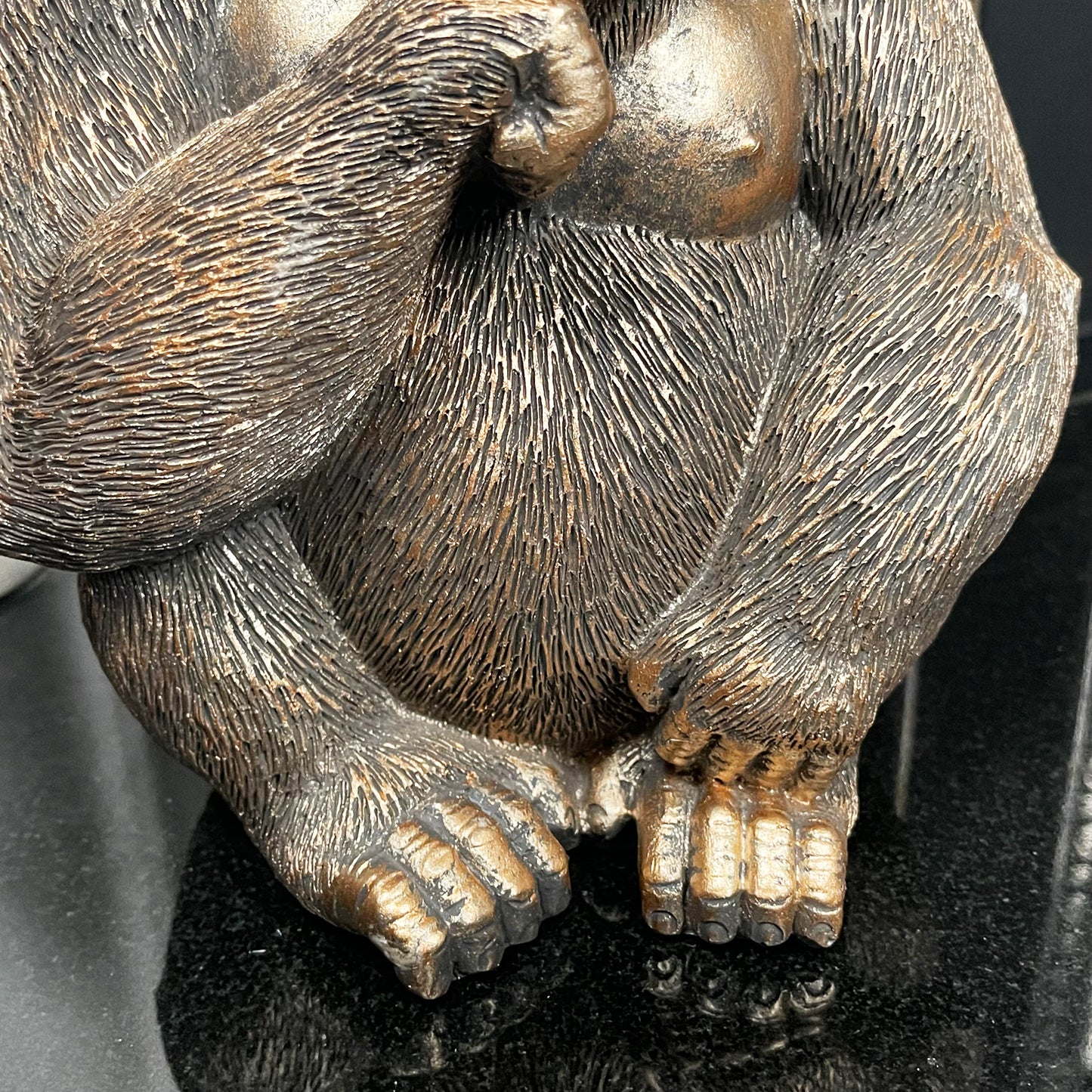 Sitting Gold Gorilla Statue