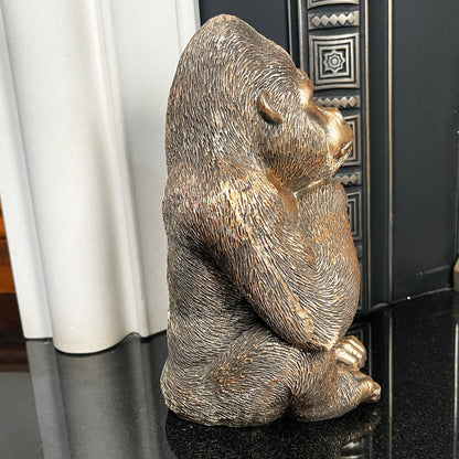 Sitting Gold Gorilla Statue