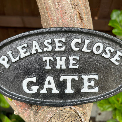 Black Cast Iron Please Close The Gate Sign