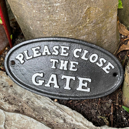 Black Cast Iron Please Close The Gate Sign