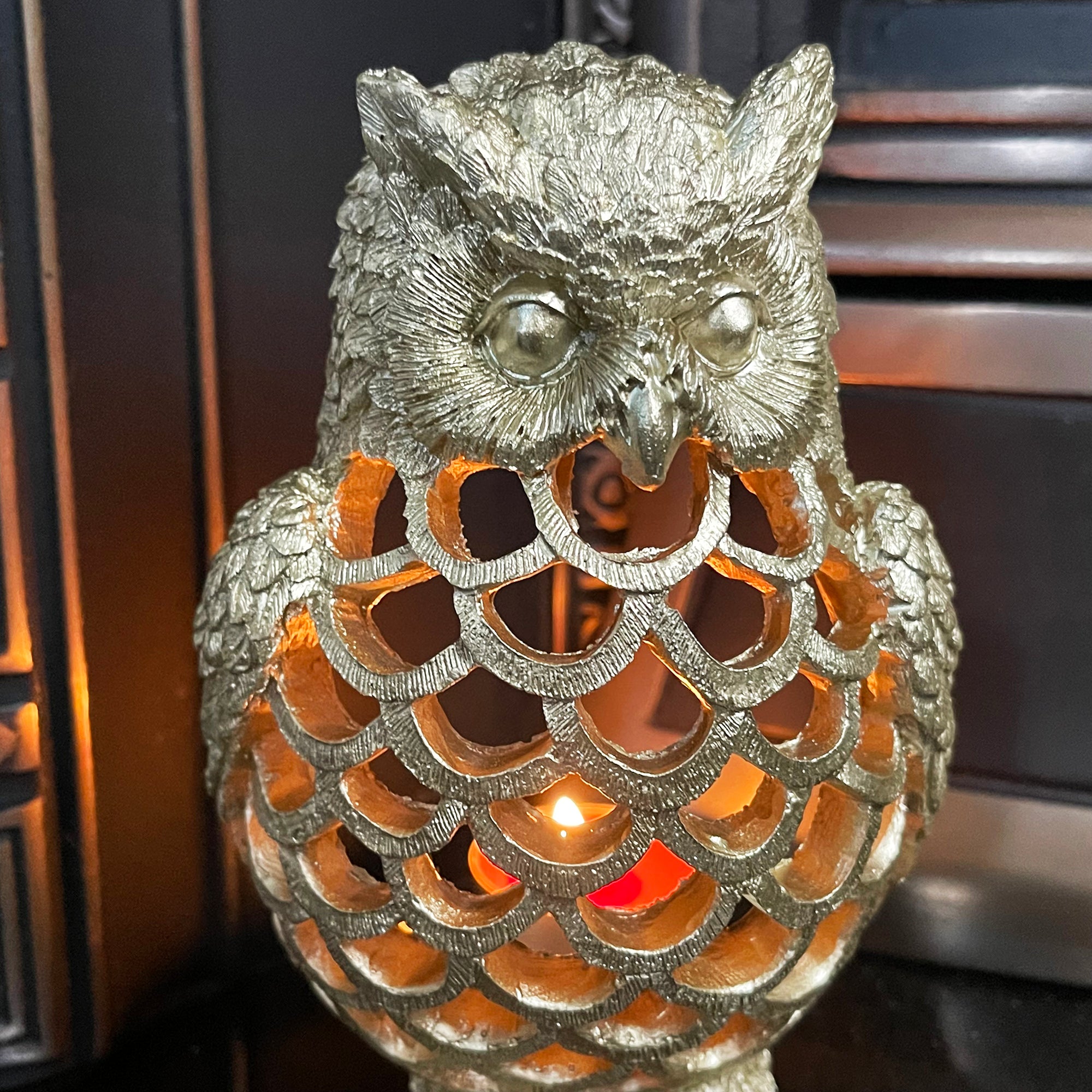 Goldener Eulen-Teelichthalter