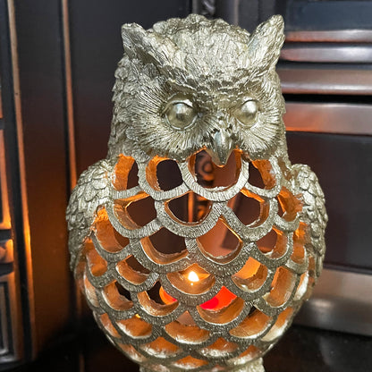 Gold Owl Tealight Holder