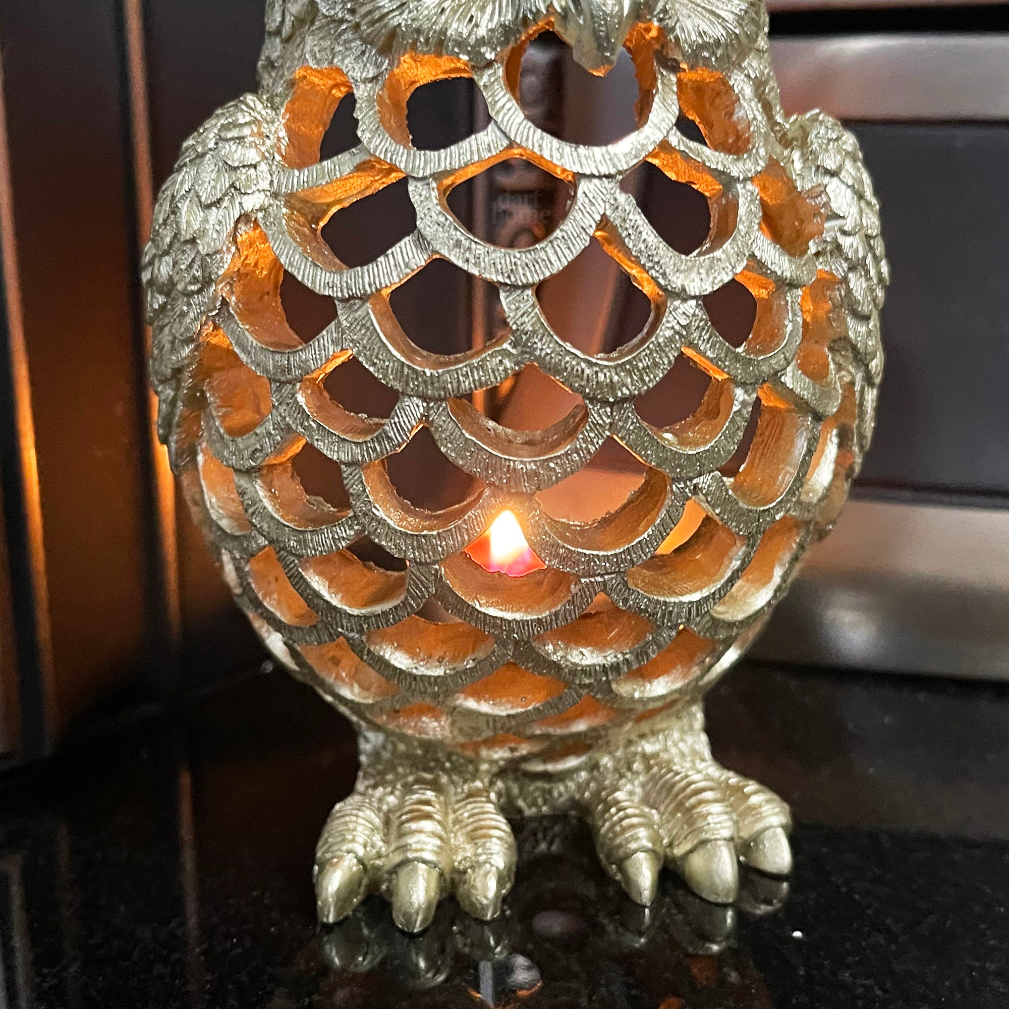 Goldener Eulen-Teelichthalter