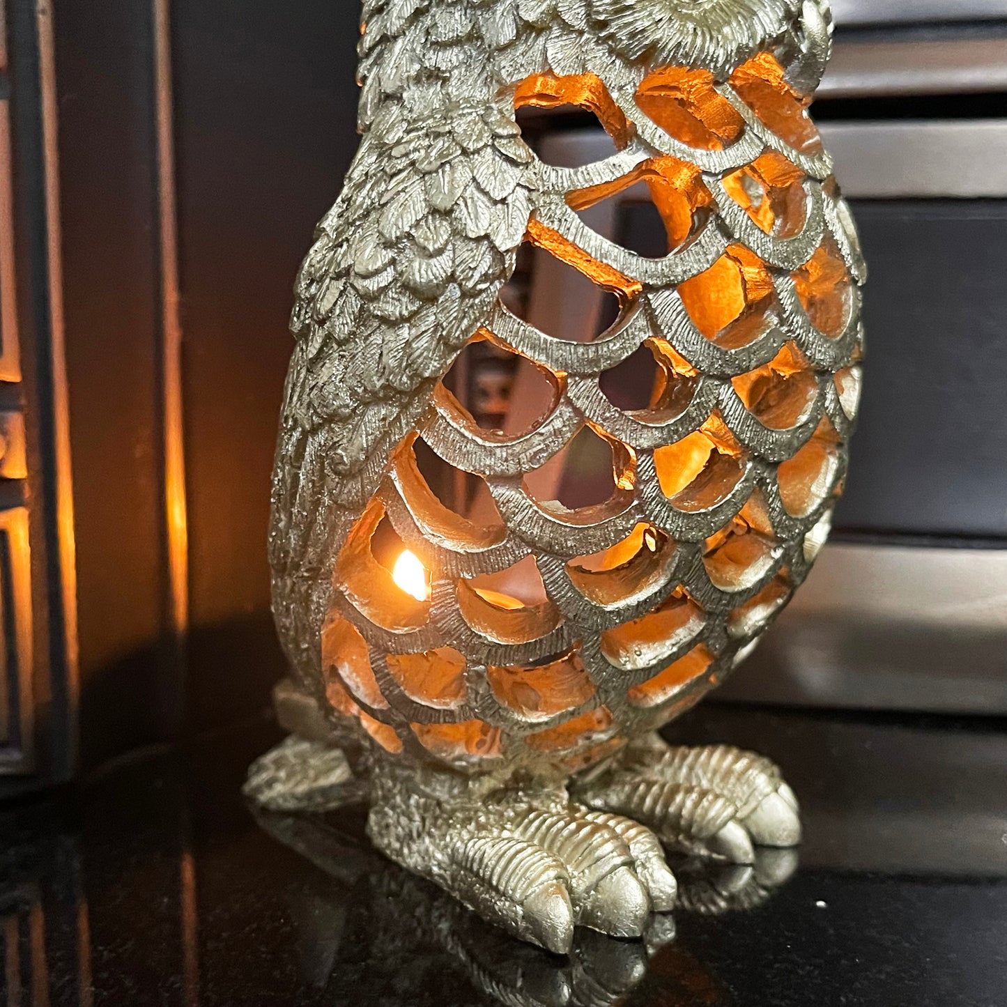 Gold Owl Tealight Holder