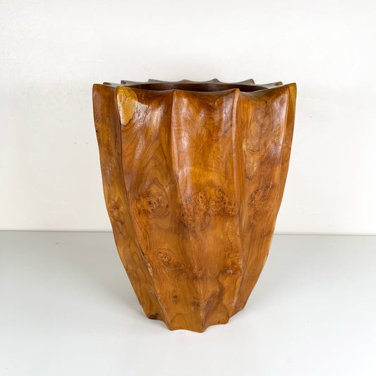 Handmade Rustic Teak Root Wood Flames Vase 2kg