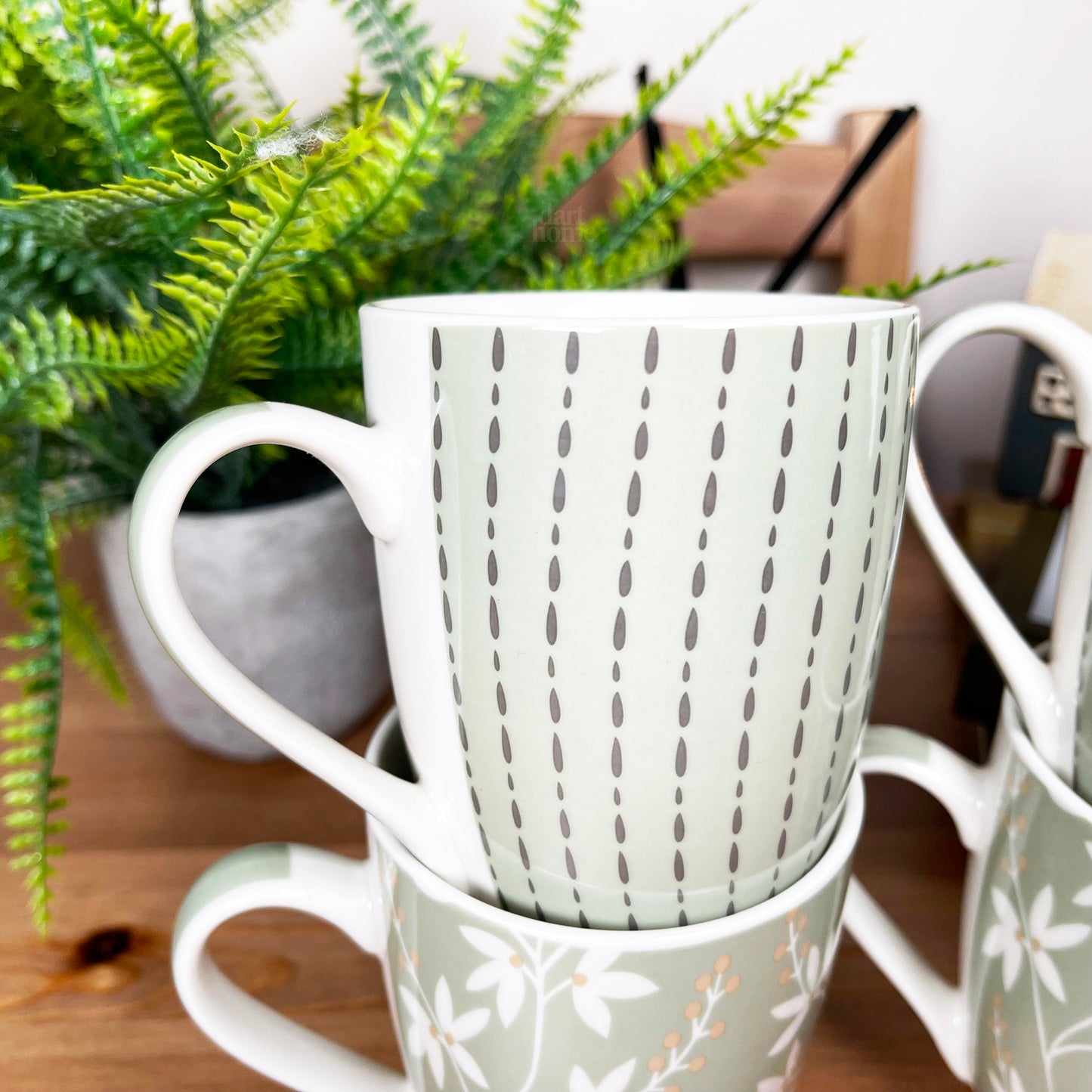 Set Of 4 Sage Green Mugs 350ml