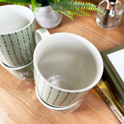 Set Of 4 Sage Green Mugs 350ml