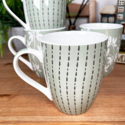 Set Of 4 Sage Green Mugs 350ml