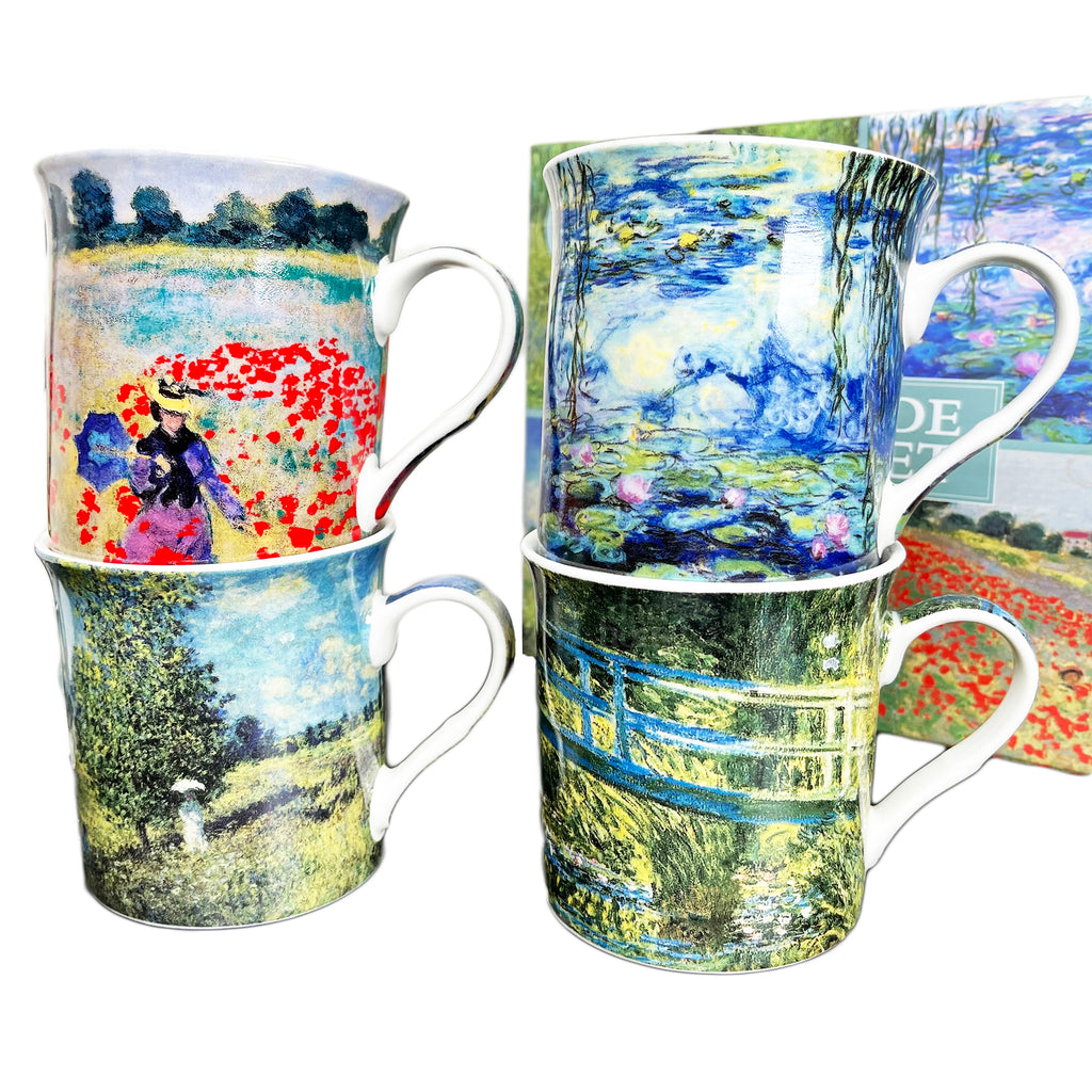 Set Of 4 Fine China Claude Monet Mugs