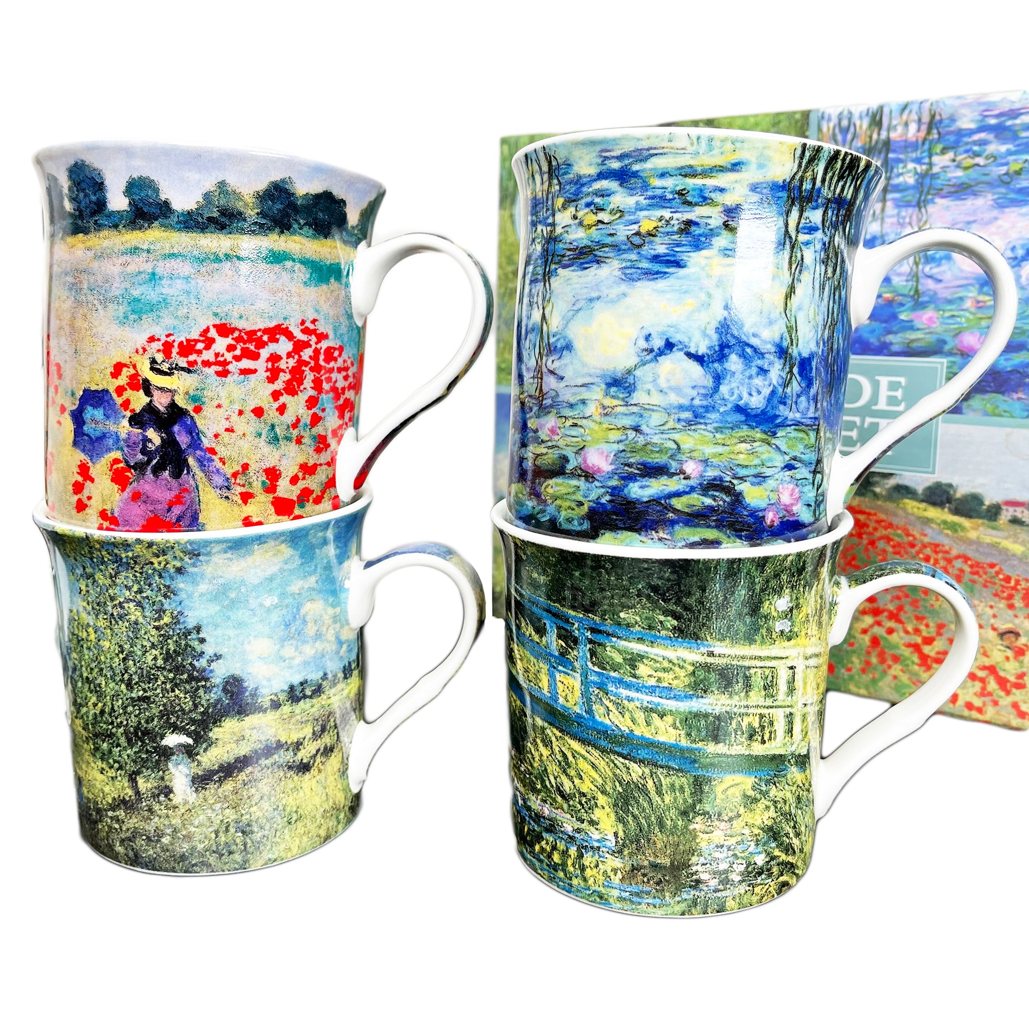 Set Of 4 Fine China Claude Monet Mugs